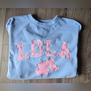 Baby Blue Pink LOLA Looney Tunes x Six Flags Colab Women M Sweater Crew Neck
